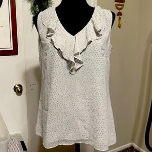Banana Republic Ruffle V-Neck Tank | Animal Print | Size 2
